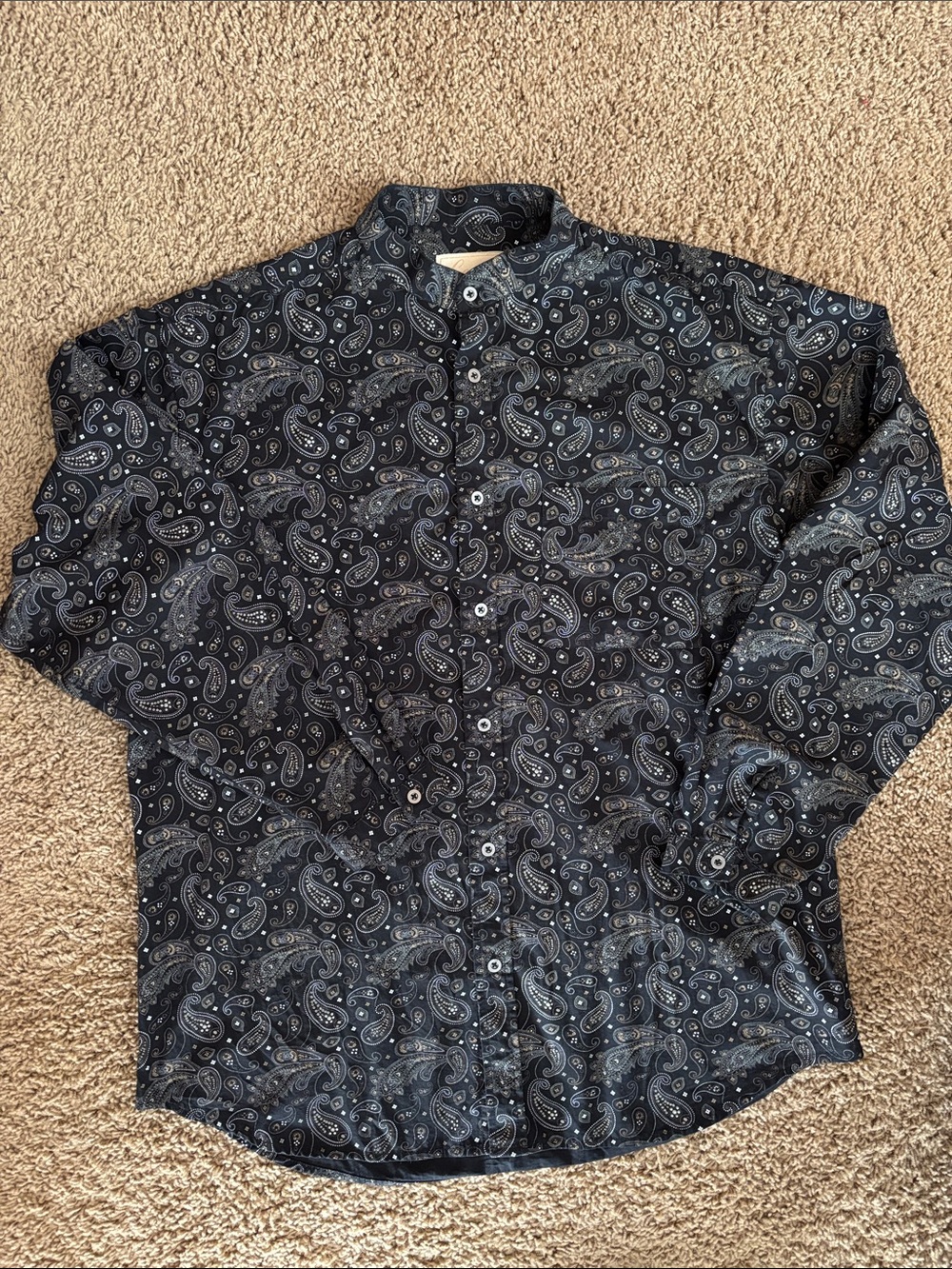 Scully Black Paisley Tab Collar Long-Sleeve Button-Down Shirt